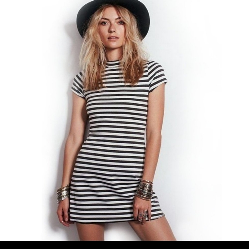 FP Beach Black and White Striped Dress Size L